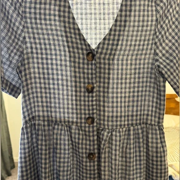 Classic Blue Checkered Midi Dress - Picture 5 of 6